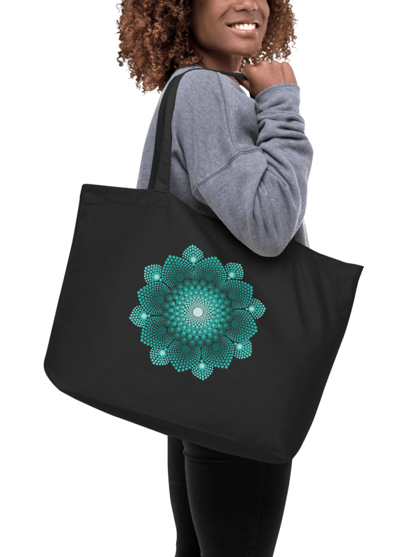 Turquoise Dot Mandala Organic Cotton Tote Bag product image (2)