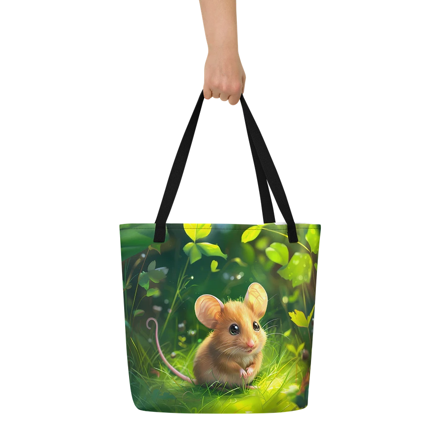 Tote Bag: Cute Mouse in Lush Green Forest Nature Art Style Design product image (6)