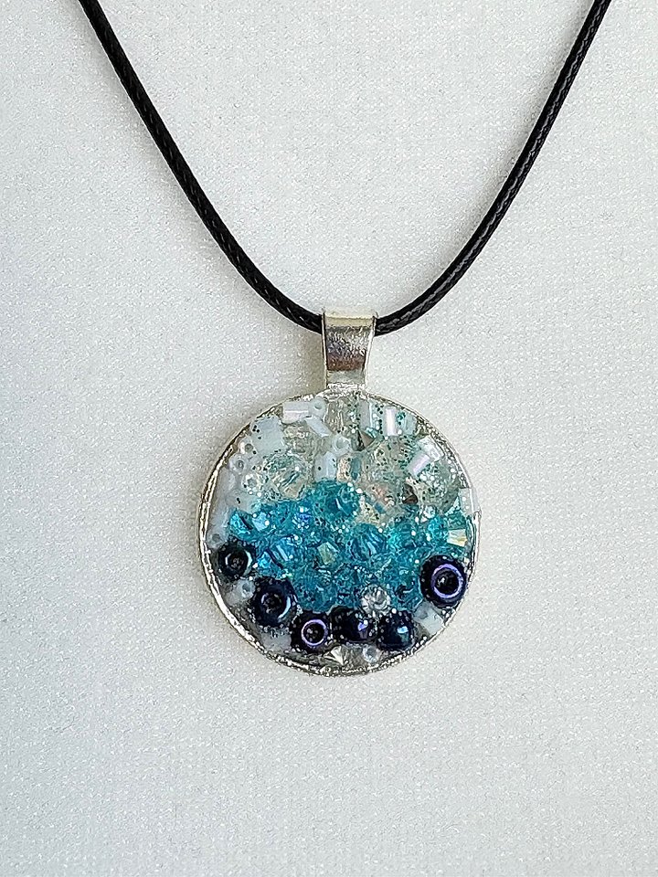 Ocean Dreamscape Pendant Necklace | Handmade Gradient Bead Art | Coastal Charm Jewelry by Monique Faella Designs™ | MFD-00008 product image (1)