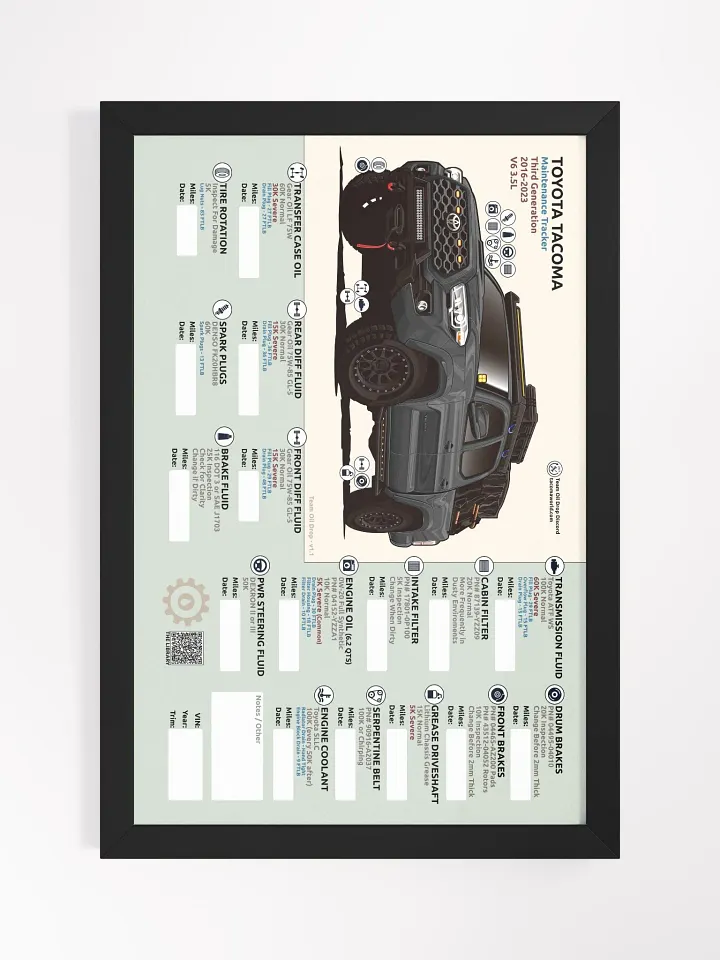 3RD GEN MAINTENANCE TRACKER V1.1 - Black (Framed) product image (2)