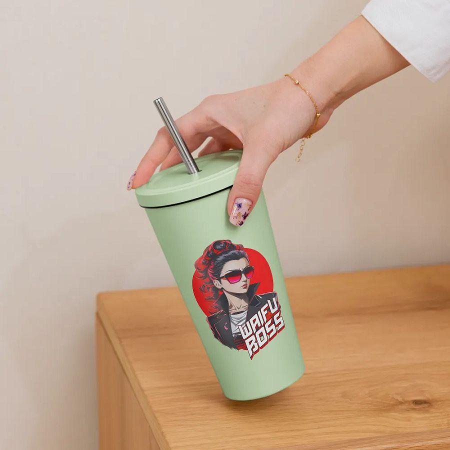 Waifu Boss 20 oz Tumbler Cup - Mint - Insulated Tumbler with a Straw v2 product image (6)