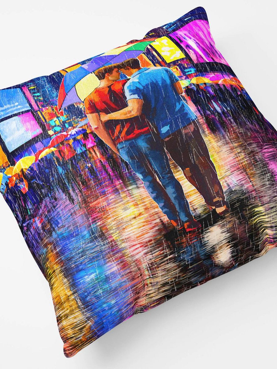 Rain In Times Square - Gay Couple Art Throw PIllow product image (5)