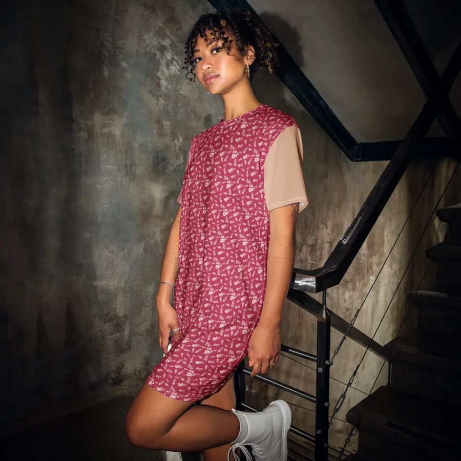 Cherry Blossoms on Magenta Women's T-Shirt Dress product image (3)