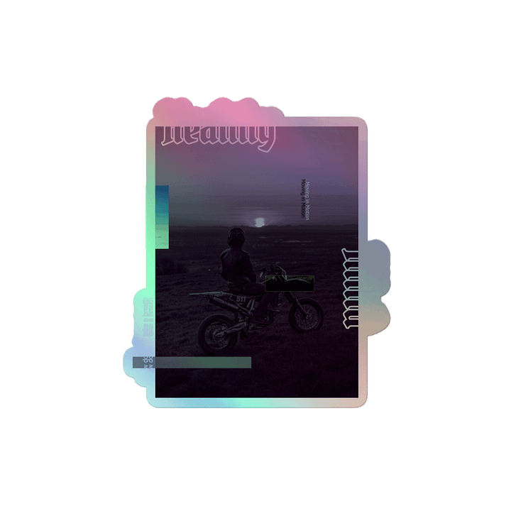 Healthy Mind, Dirt Bike Sunset Glitch | Holographic Sticker product image (2)