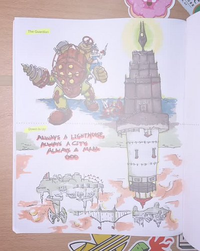 Bioshock turns 18 today! The notebook prompts were “the guardian” and “down is up”. A Sloppy but fun marker sketch for one of...