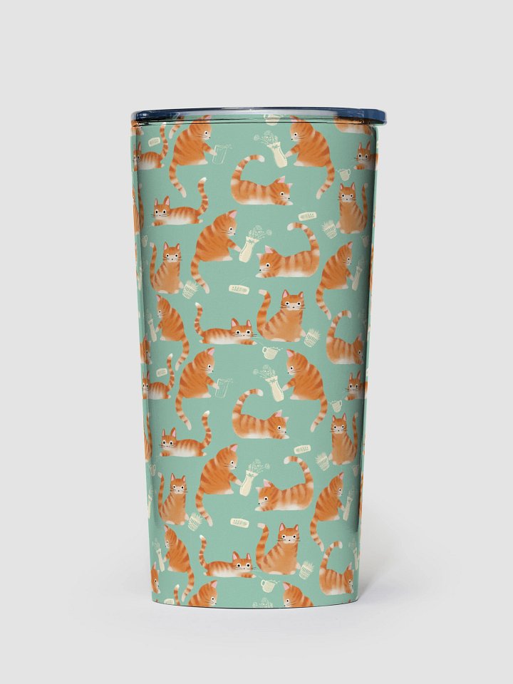 Bad Orange Tabby Cats Knocking Stuff Over Tumbler, Green product image (1)