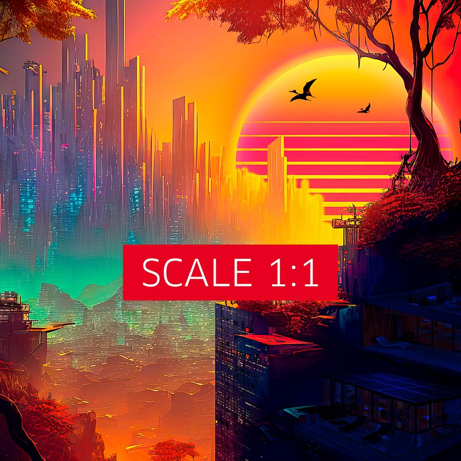 Synthwave cyberpunk city in a forest — surreal space collage art, futuristic sci-fi collage product image (4)