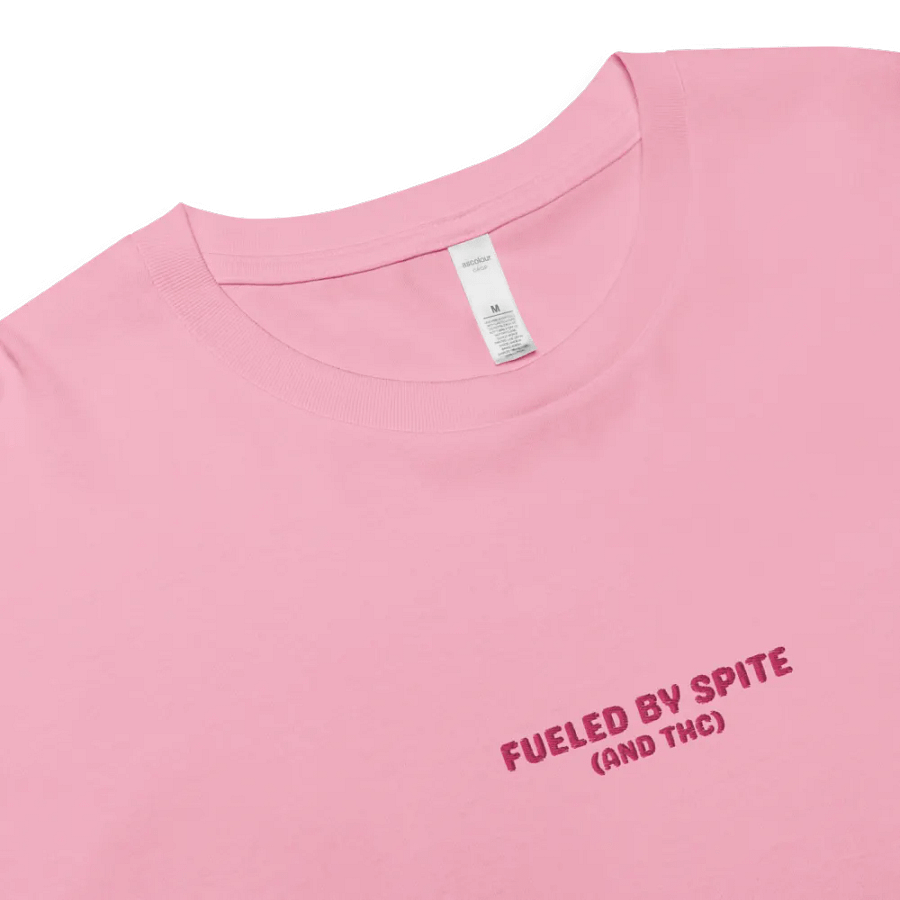 FUELED BY SPITE (pink thread) embroidered cotton crop top product image (3)