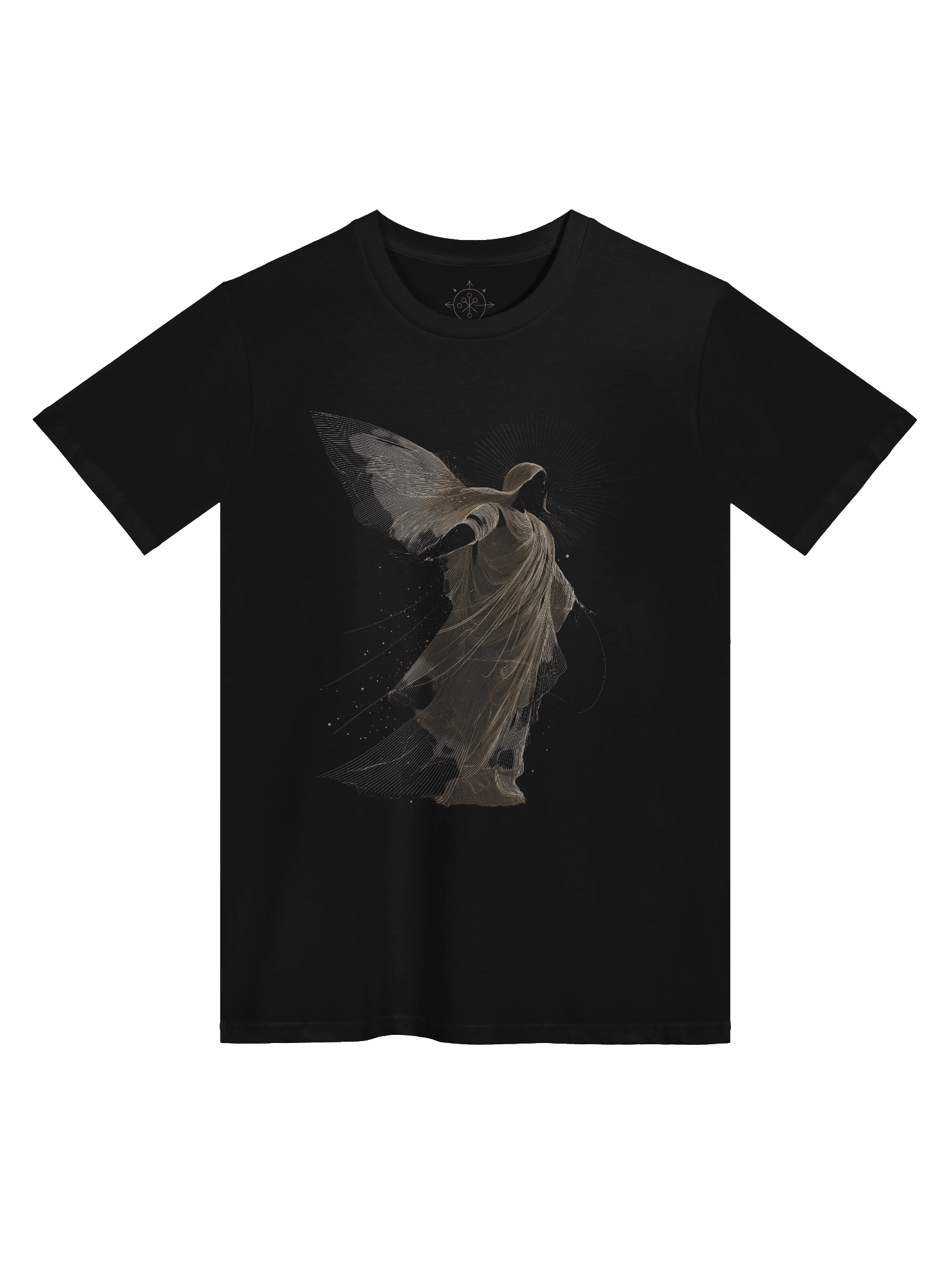 Celestial Grace – Golden Angel Line Art Tee product image (2)