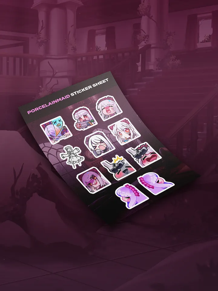 PorcelainMaid - Emote Sticker Sheet product image (1)