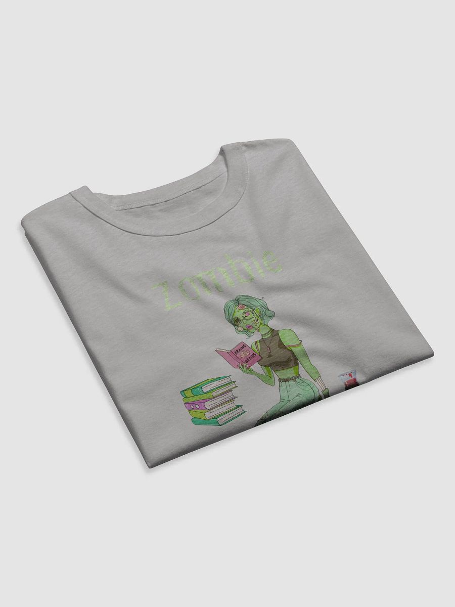 Zombie Book Lover Relaxed Grey T-shirt product image (5)
