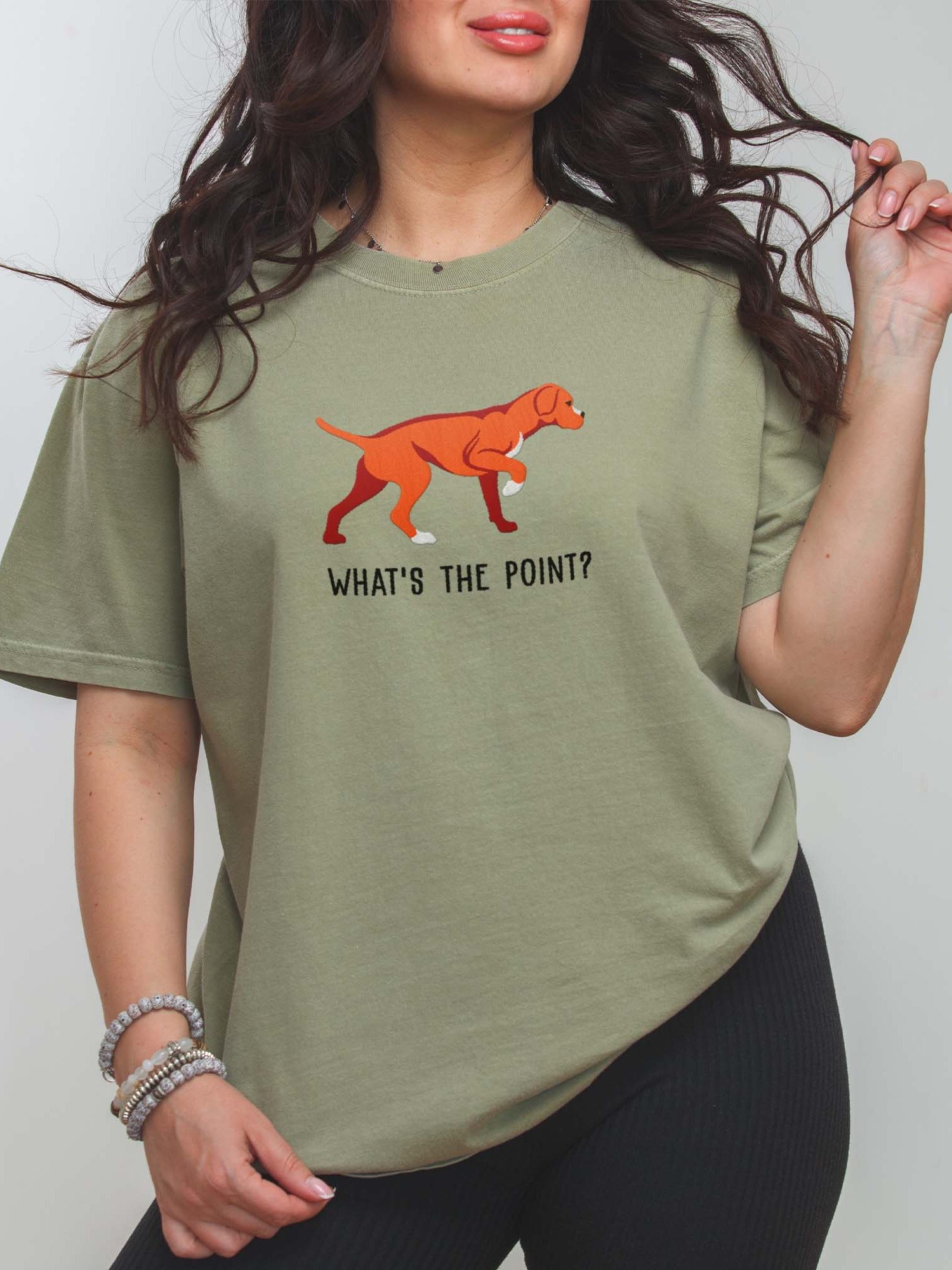 What's the Point? T-Shirt(Embroidered) of a Portuguese Pointer(Red) product image (2)