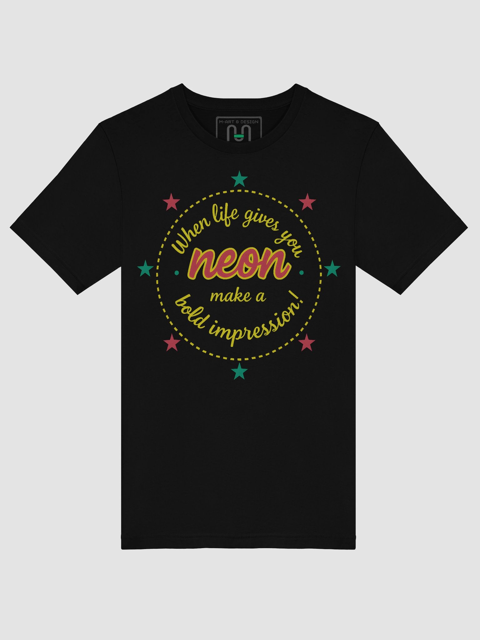 Bold Neon Circle – Motivational Shirt Art with Stars & Cursive Typography product image (47)
