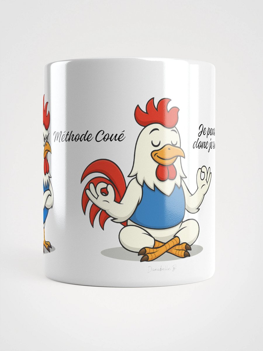 Mug Blanc, Coq Zen - Méthode Coué et Je pense donc je suis - Cadeau Humour Français Zen product image (3)