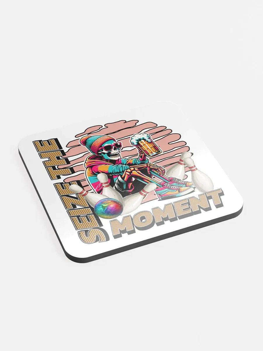 Seize The Moment Skeleton Beer Bowling Vibrant Moment Cork Coaster product image (3)