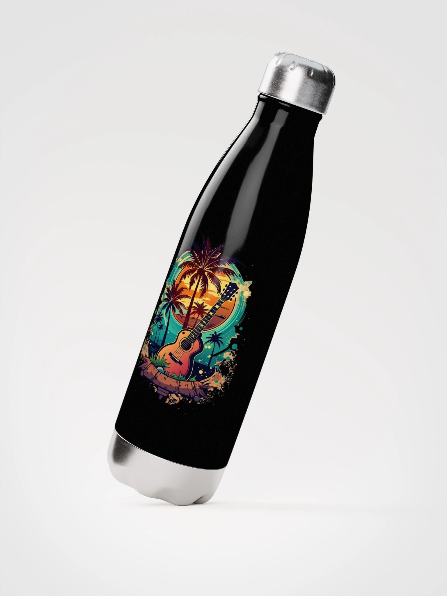 Tropical Sunset Guitar Stainless Steel Water Bottle product image (2)