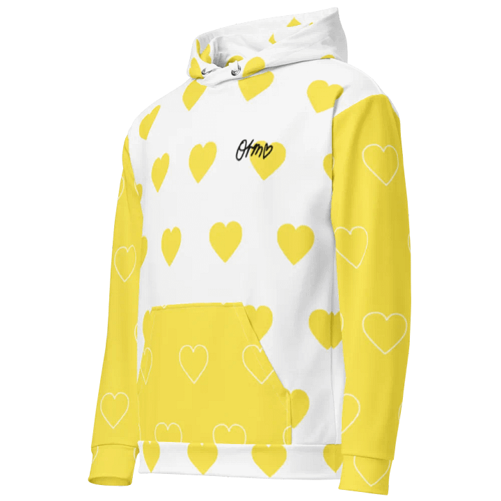 Orm Kornnaphat Heart Design Unisex Hoodie (White & Yellow) product image (2)