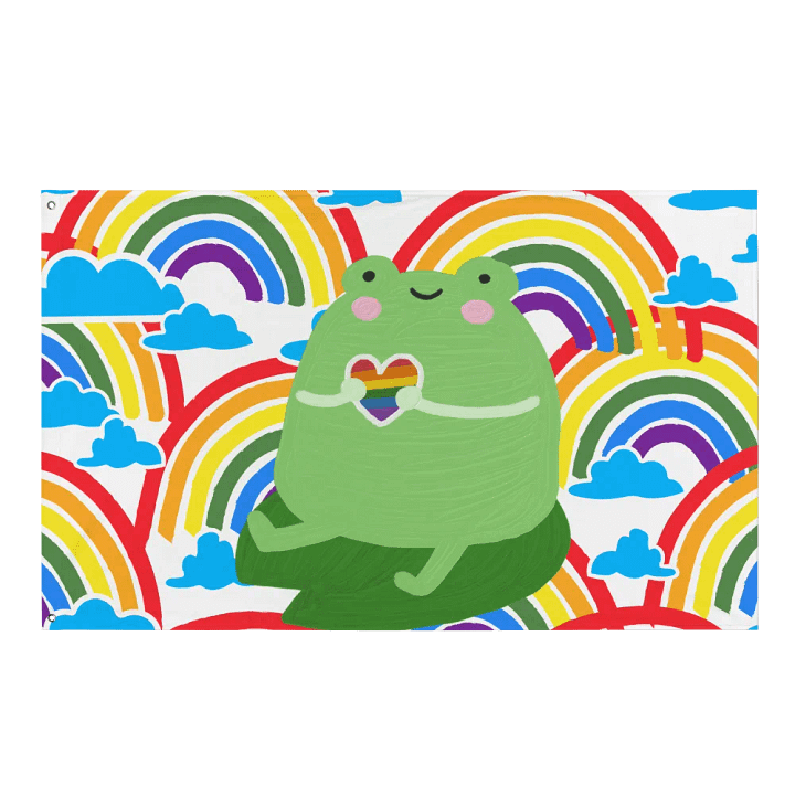 Happy Lil Frog Rainbow Flag product image (1)