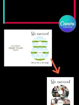 8 year wedding anniversary photo card idea to showcase your happiest memories. Text says 