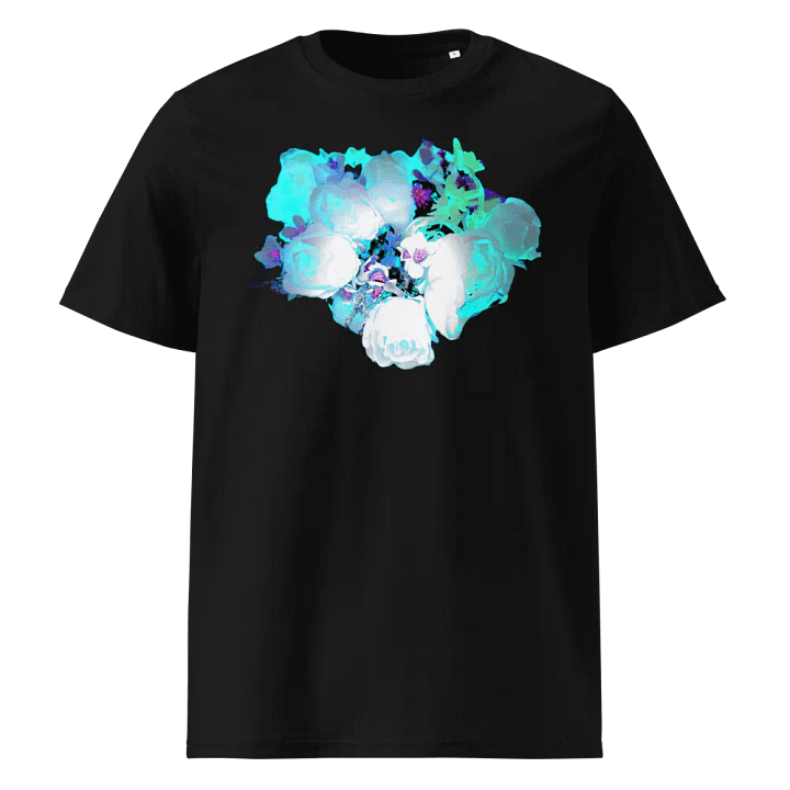 Abstract Blue Green Rose Bouquet Ladies Cotton T Shirt product image (2)