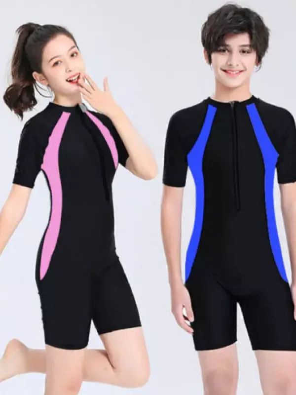 New Digital ProdGirls Boys Diving Suit Swimsuit Short Sleeve One Piece Swimming Costume for 3-16uct product image (1)