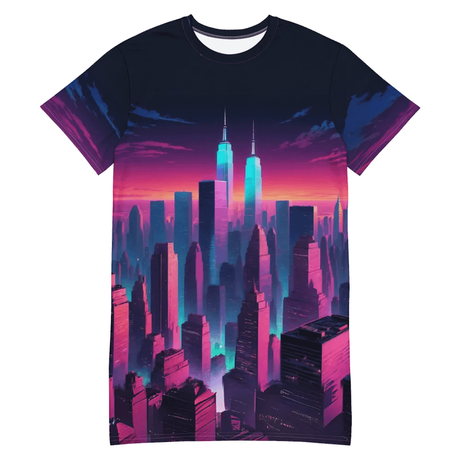 Vaporwave New York City T-shirt Dress product image (12)