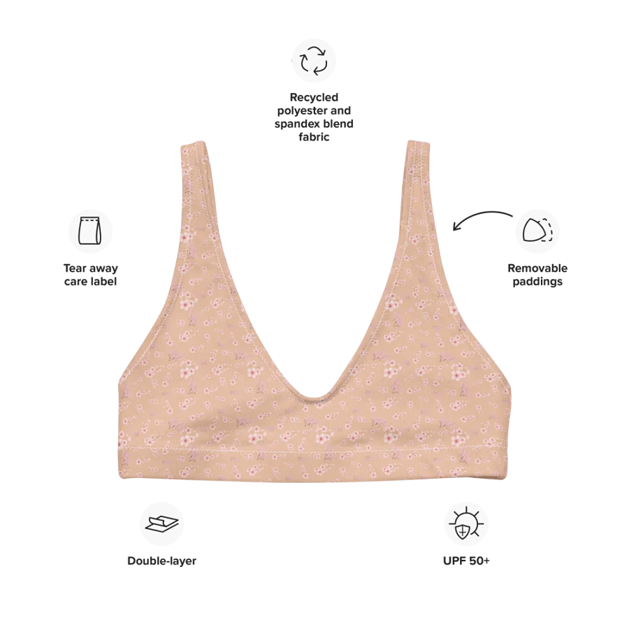 Cherry Blossoms on Cream Eco-Green Padded Bikini Top product image (8)