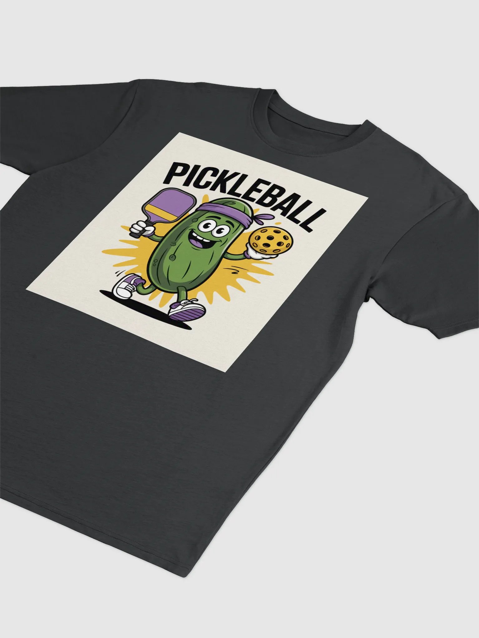"Pickleball Power" Cartoon Pickle Tee – Maroon Smash Edition product image (33)