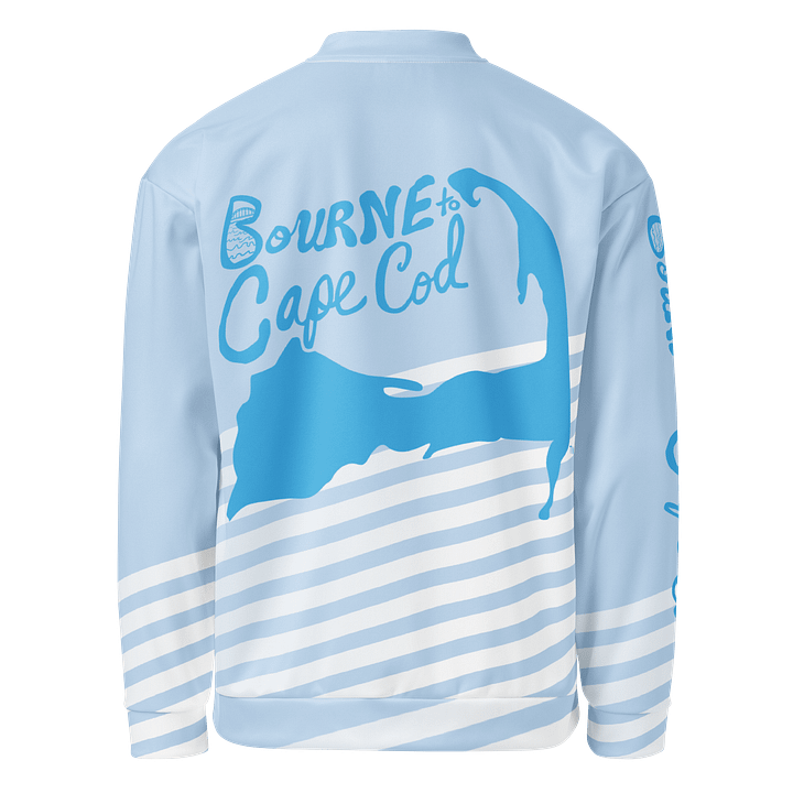 Copy of All-Over Print Bomber Jacket | Coastal Cool, City Bold | BOURNE to Cape Cod™ + BRN.2C.C.™ Style | Deep Sky Blue Logos on Skyline Stripes product image (2)