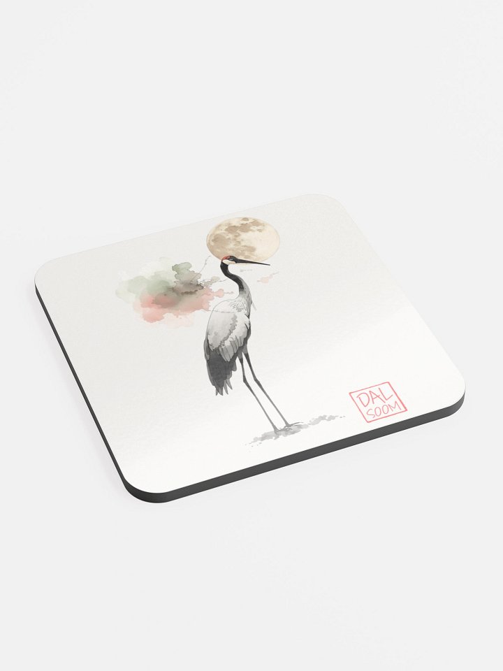 Moonlit Crane Glossed Cork Coaster product image (2)