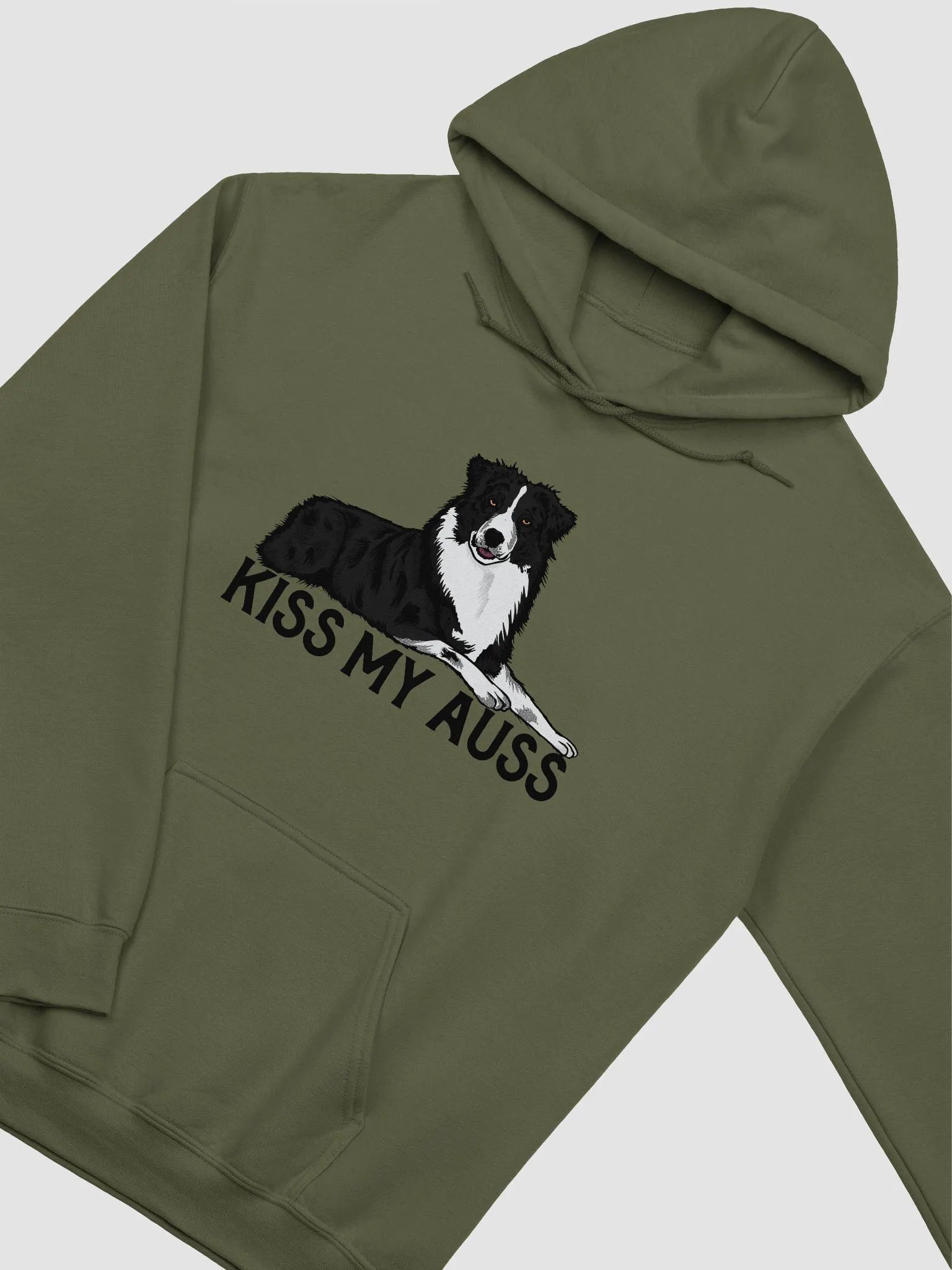 Kiss My Auss | Funny Hooded Sweatshirt for Australian Shepherd (Black and White) Dog Owners product image (14)