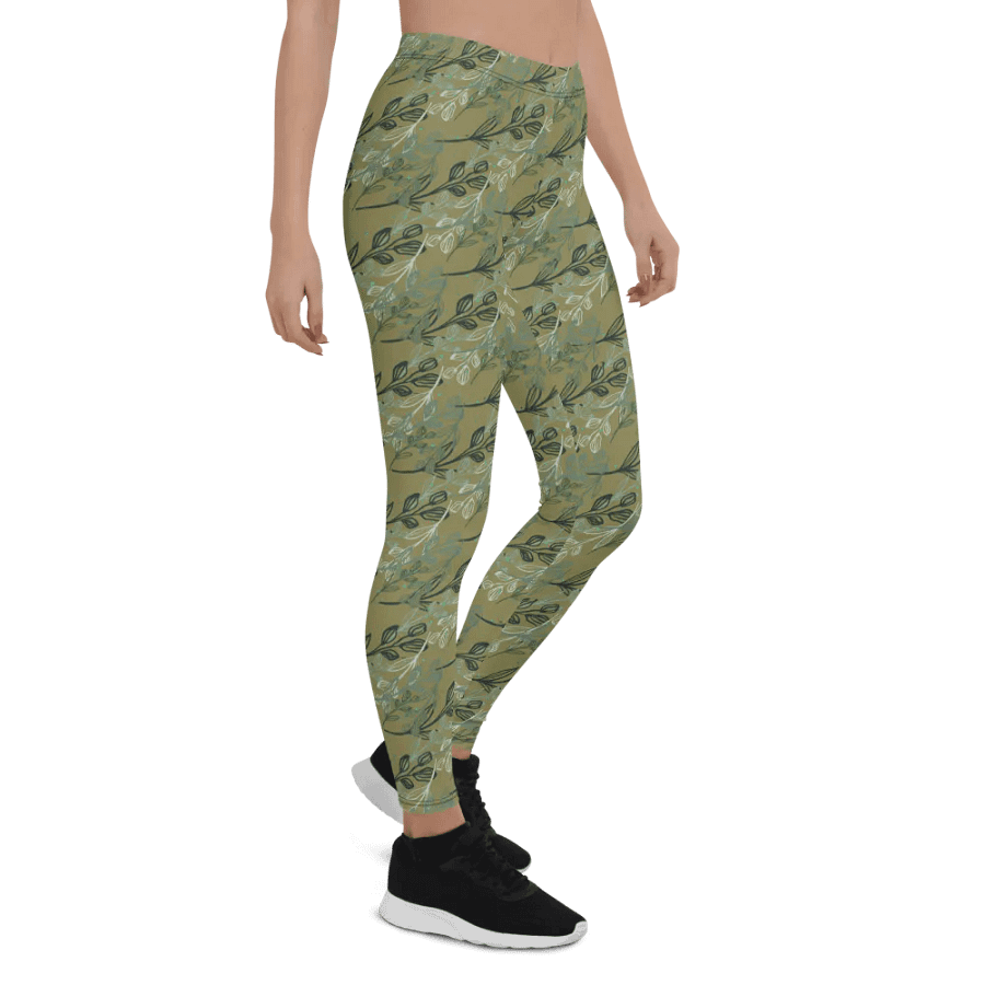 commfortable leggings in soft greens with leafy design for those thatn like nature elements. product image (5)