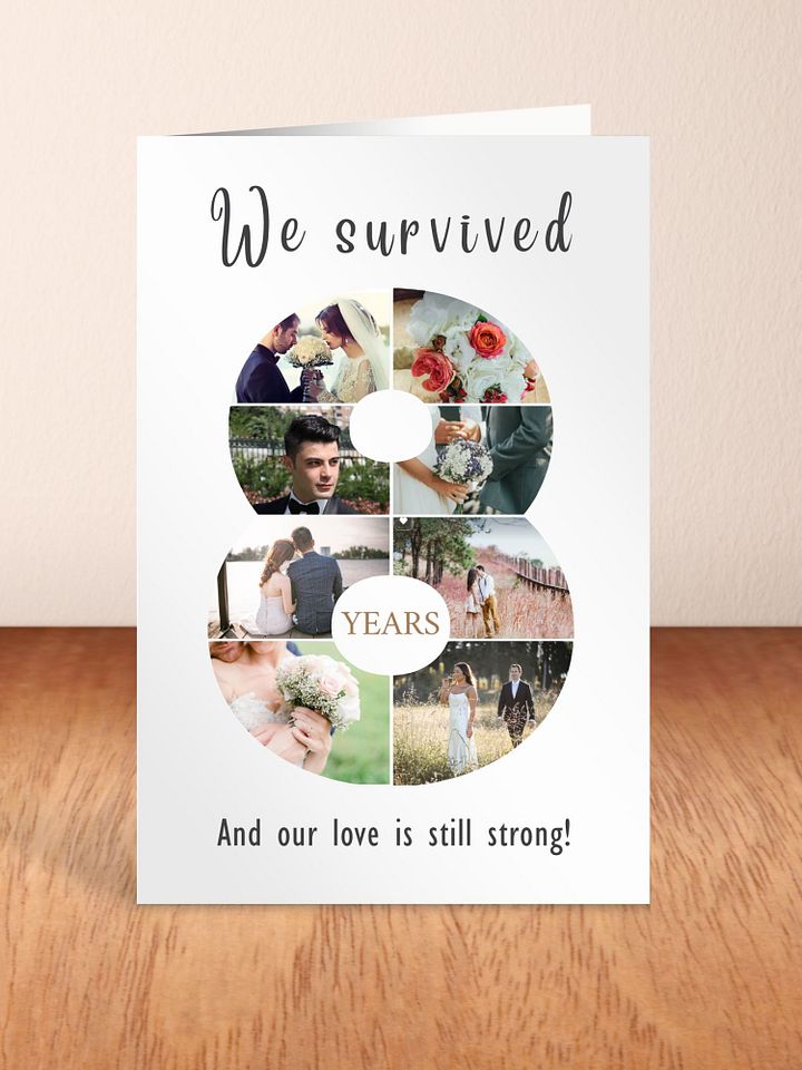 8 Year Anniversary Photo Card Editable Canva Template product image (2)