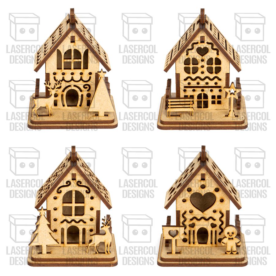 Christmas Houses Ornaments (8 Styles) - Laser Cut Files product image (6)