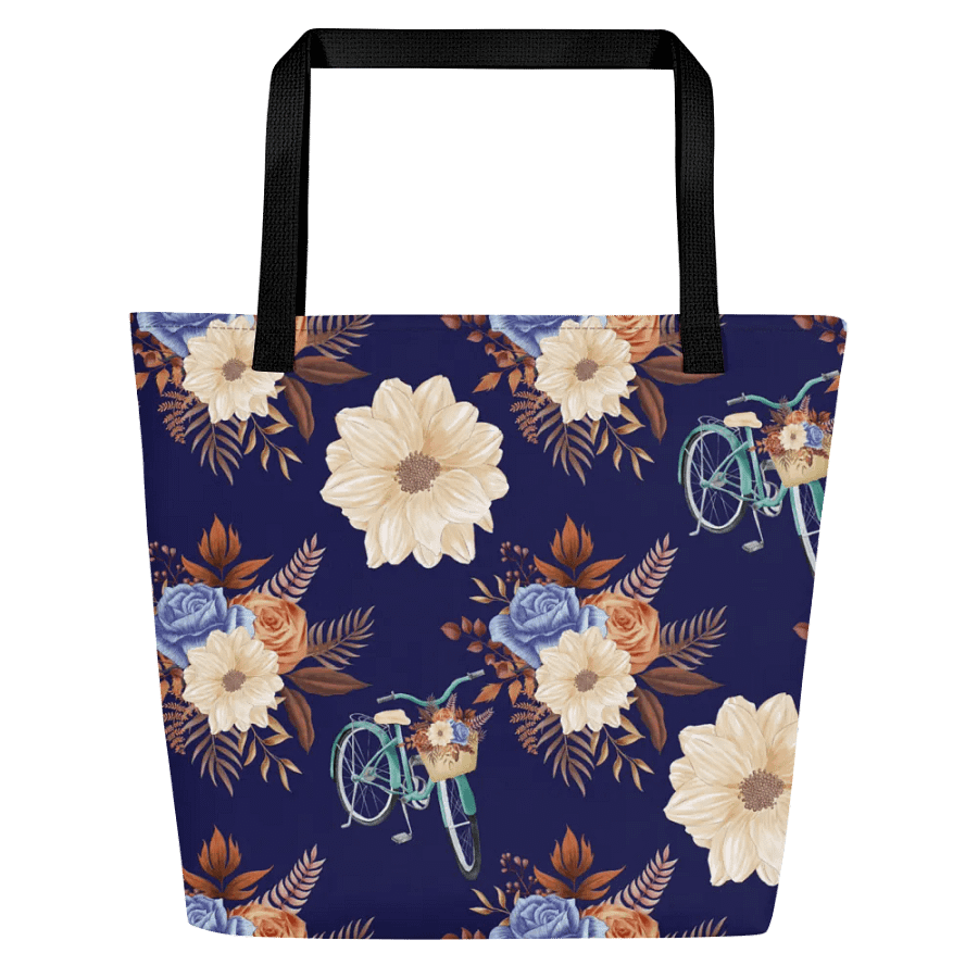 Retro Blue Blossom Tote Bage product image (2)