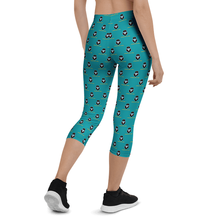 Synthsquatch Fitness Bigfoot Monogram Logo All-Over Print Capri Leggings (Teal) product image (2)