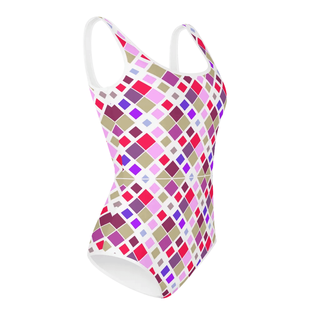 Colorful Square Patterns Youth Swimsuit - Ver 3 product image (3)