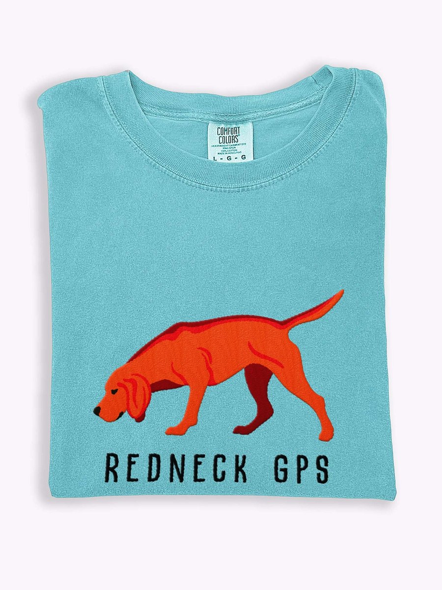 Redneck GPS T-Shirt(Embroidered) of a Redbone Coonhound product image (1)