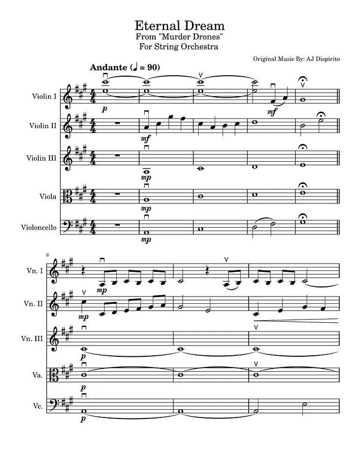 Eternal Dream (From "Murder Drones") Orchestra Cover Sheet Music product image (1)
