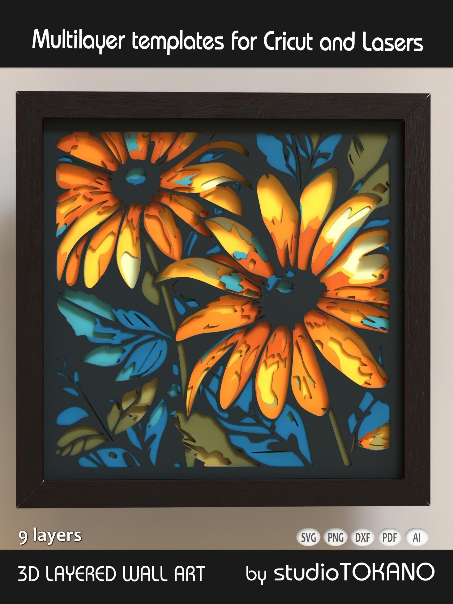 Sunflowers 3D SVG Cut File product image (1)