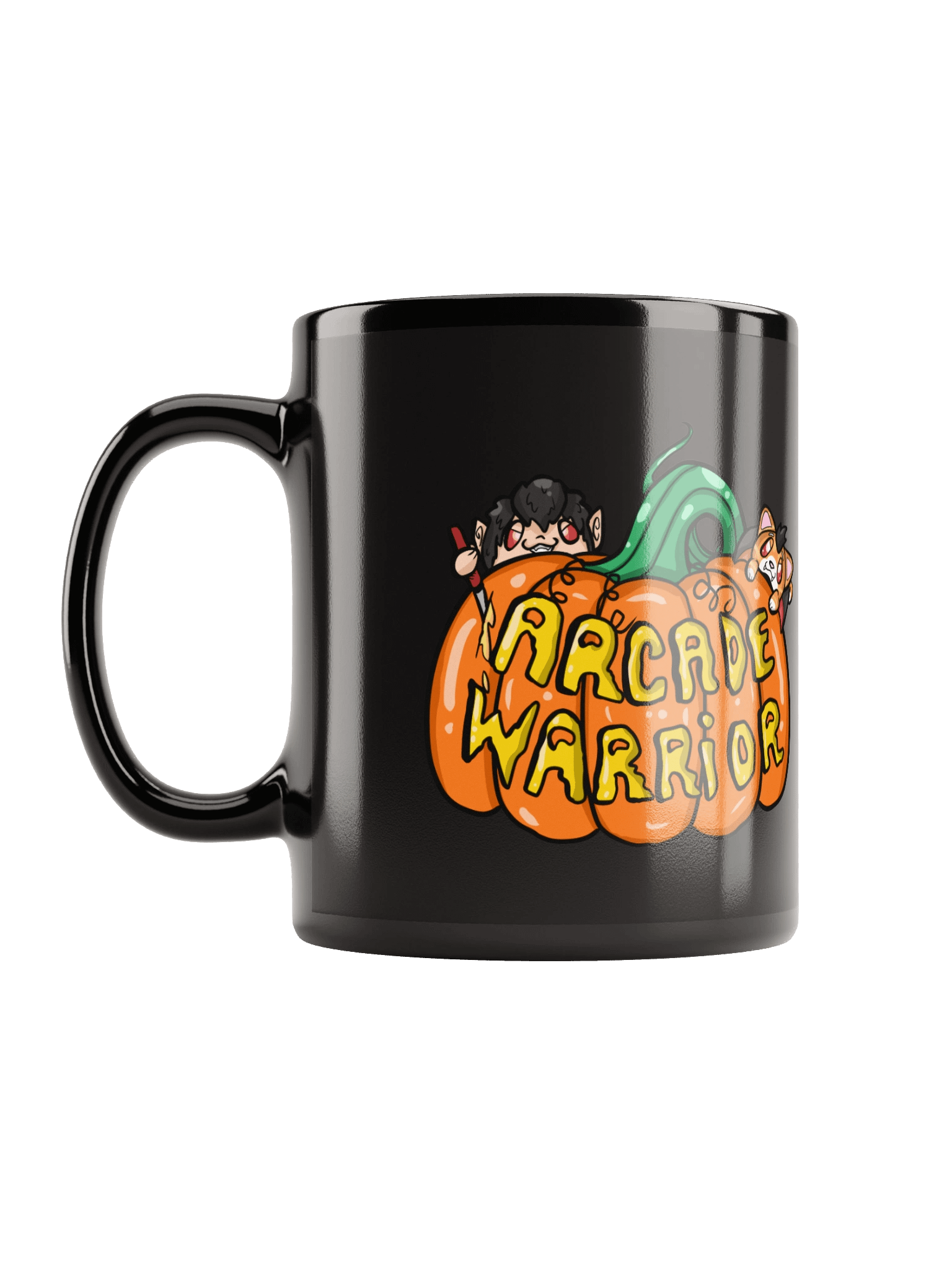 Arcade Warrior Pumpkin Black Mug Halloween 2025 product image (3)