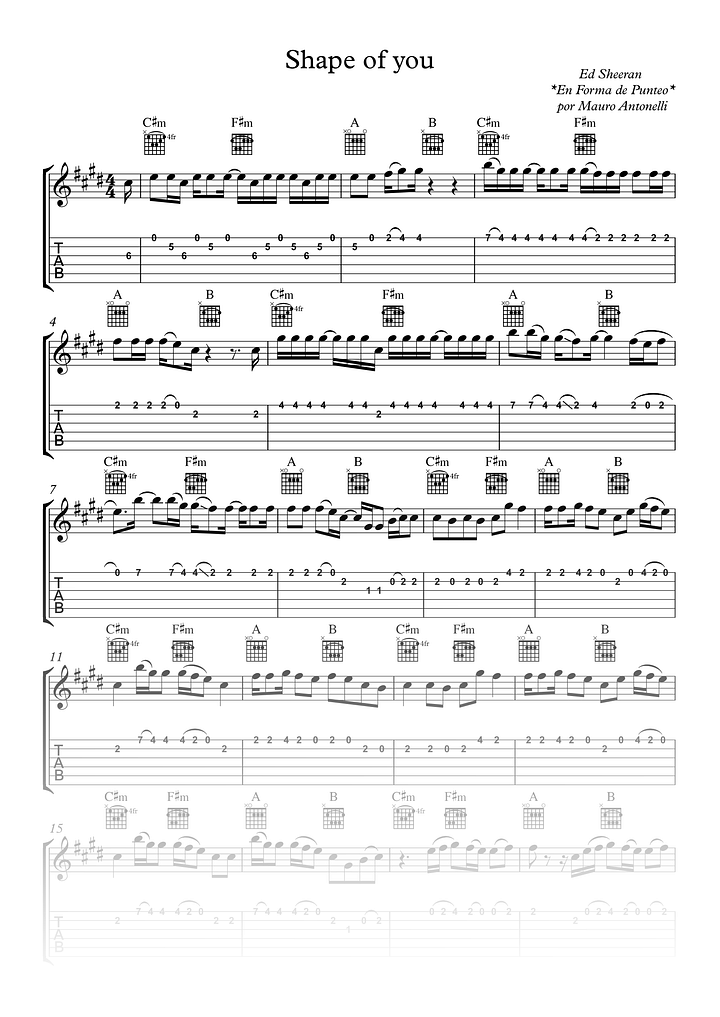 Shape of you - Partitura + Tab + Acordes + Pista product image (1)