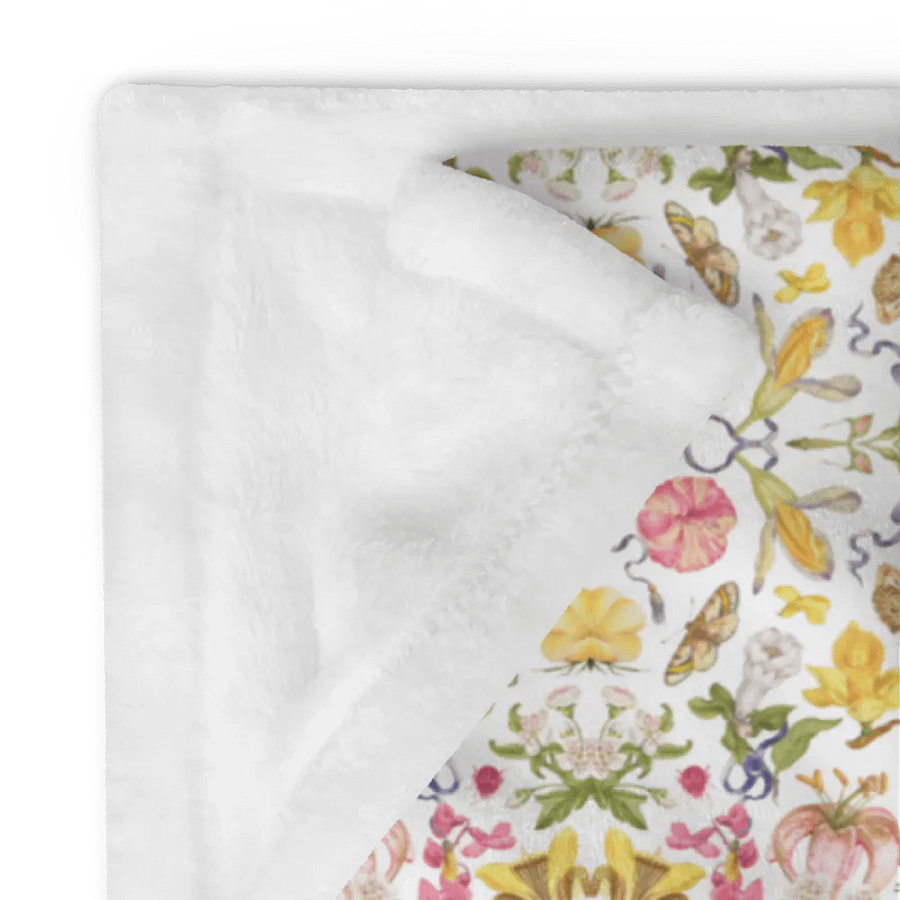 Exotic Blooming Floral Butterfly White Throw Blanket product image (12)
