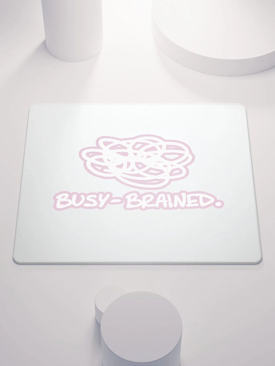 BUSY-BRAINED (lined design, #E1B9CE) mouse pad product image (1)