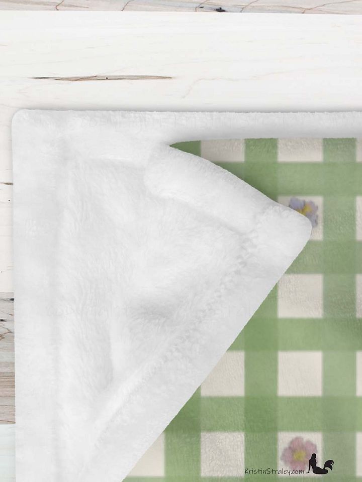 Flowers in Gingham Fleece Throw Blanket product image (2)