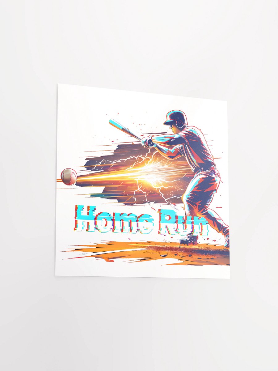 Dynamic Baseball Home Run Art: Glitch-Effect Power Swing Poster product image (11)