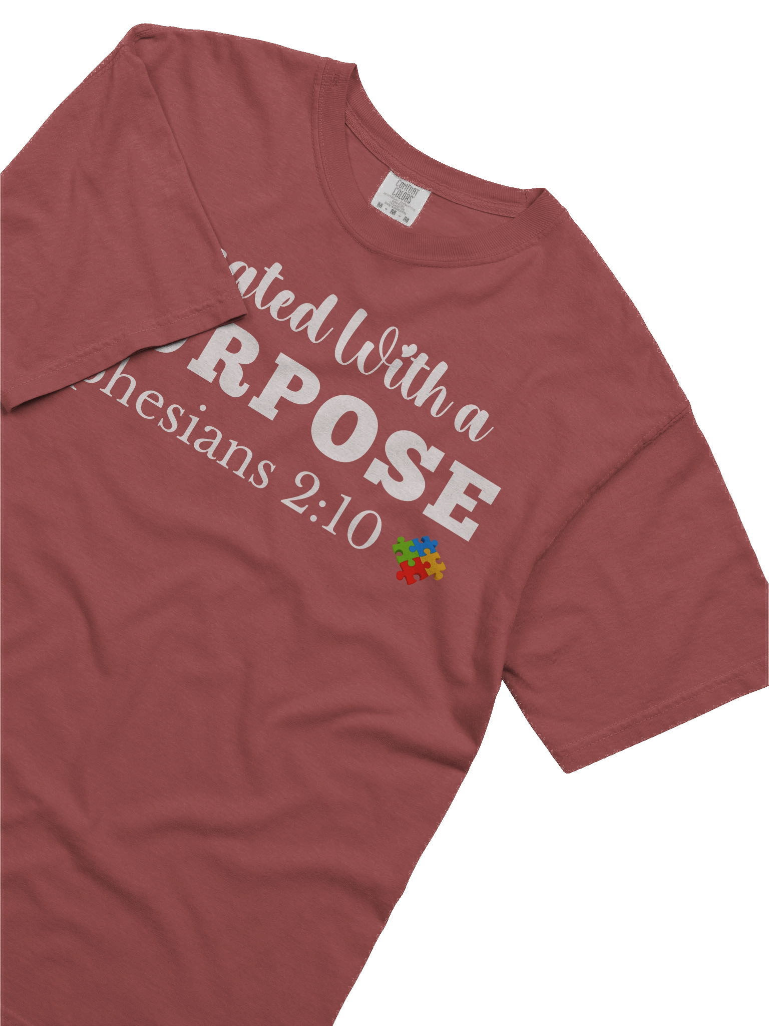 Created With A Purpose : Comfort Colors T-shirt | Christian Faith | Autism Acceptance I Gift To Mom, Dad, Child With Autism product image (4)