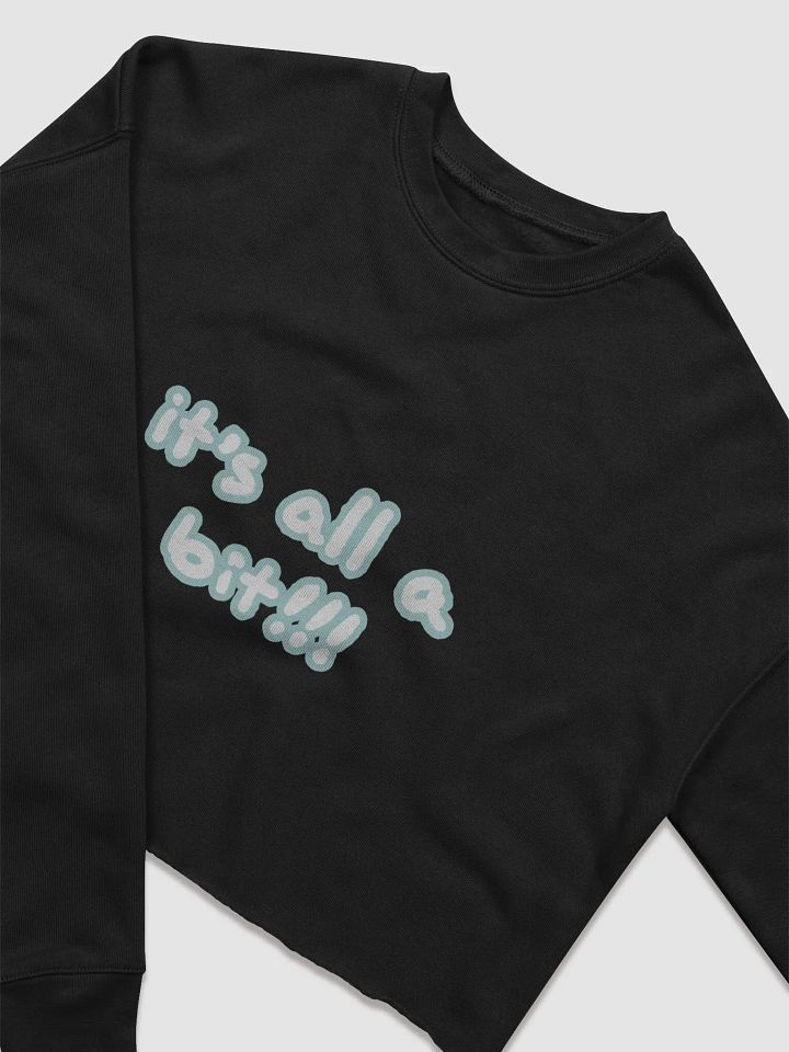 “It’s all a bit!!!” (sm. lined design, #CCE1C4) Women's Fleece Crop Sweatshirt product image (1)