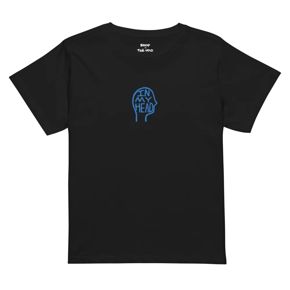 In My Head (aqua) embroidered waist length t-shirt product image (1)
