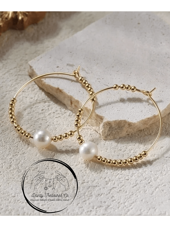 Harvest Moon - Freshwater Pearl Hoop Earrings product image (1)